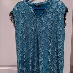 LuLaRoe Elegant Teal and silver Grace Sleeveless Women’s Top Size L